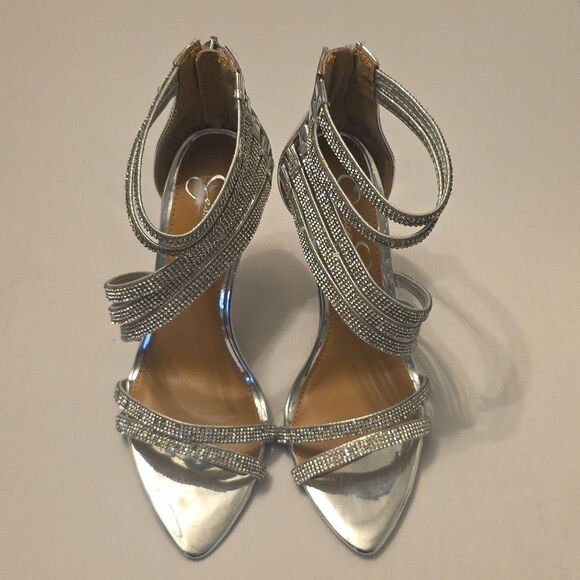 BRAND NEW JESSICA SIMPSON RHINESTONE  ELEGANT STRAPPY HEELS SANDALS R3 - Picture 2 of 16